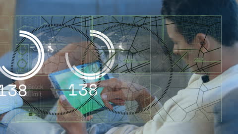 Digital Interface Overlay on Tablet Usage Concept