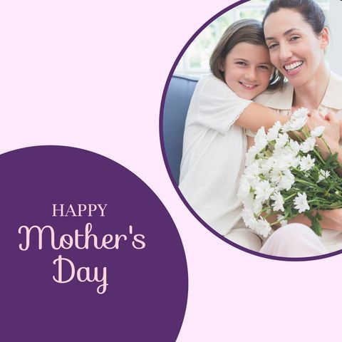Mother and Daughter Celebrating Mother's Day with Flowers