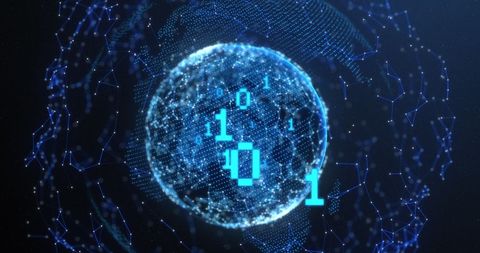 Digital Sphere with Binary Code Elements on Dark Background - Download Free Stock Images Pikwizard.com
