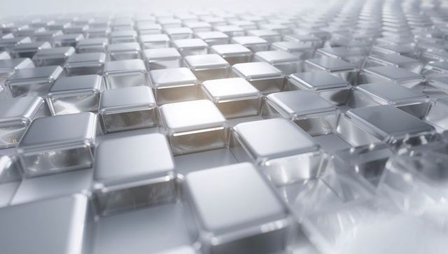 Shiny metallic cube grid in futuristic abstract design
