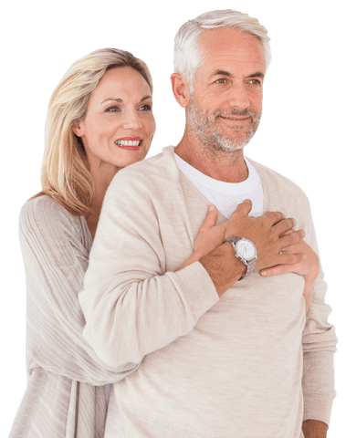 Transparent Couple Embracing While Smiling Happily