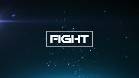Dynamic Fight Text with Neon Effects on Dark Background