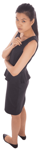 Biracial Businesswoman Posing with Pen on Clear Background for Professional Use