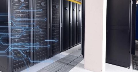Cybersecurity and Data Network Operations in Modern Server Room - Download Free Stock Images Pikwizard.com