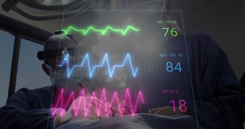 Surgeons in Operation Theater with Digital Cardiograph Overlay - Download Free Stock Images Pikwizard.com