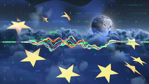 Surreal Digital Firmament with Stars and Data Streams