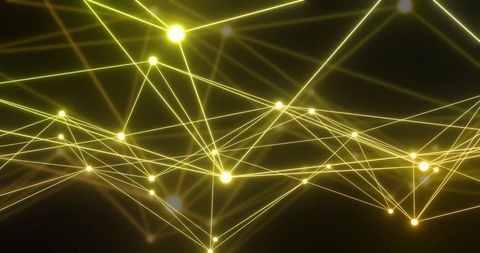 Abstract neon network with glowing connections on black