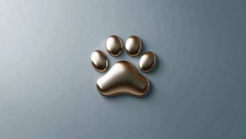3d metallic paw print emblem with gold finish
