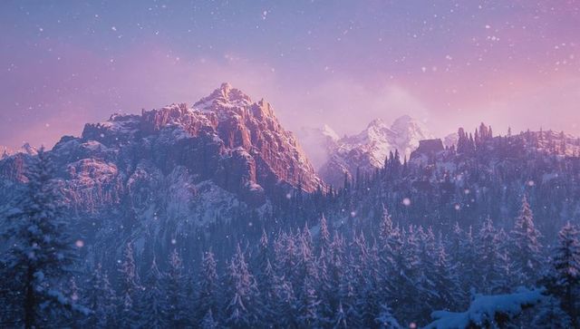 Majestic Mountain Range at Twilight with Pastel Sky