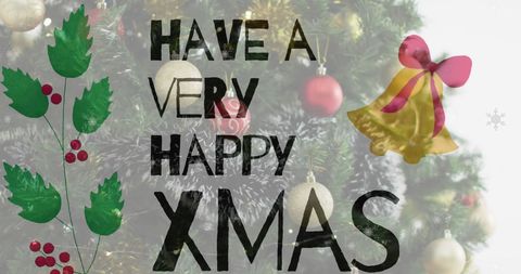 Festive Christmas Greeting with Decorated Tree and Bell