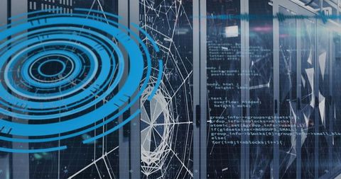 Futuristic Data Center with Digital Code and Blue Digital Design - Download Free Stock Images Pikwizard.com