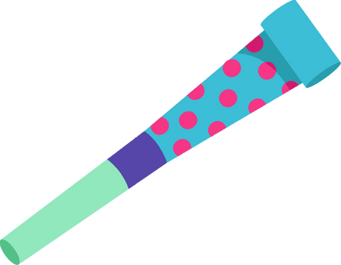 Playful Colorful Party Horn on Transparent Background