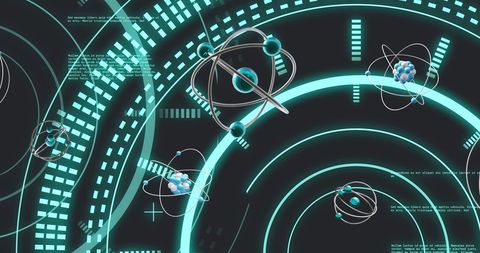 Futuristic Atom Models with Digital Light Trails - Download Free Stock Images Pikwizard.com