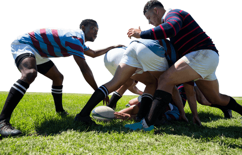 Diverse Rugby Team Engaged in Competitive Scrum, Transparent Background - Download Free Stock Videos Pikwizard.com