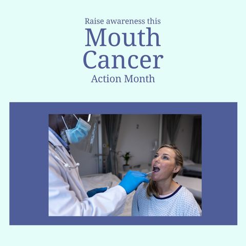 Dentist Performing Mouth Examination During Cancer Awareness Month - Download Free Stock Templates Pikwizard.com