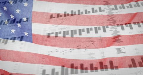 Data Analytics Graphics Overlay on American Flag Background - Download Free Stock Images Pikwizard.com