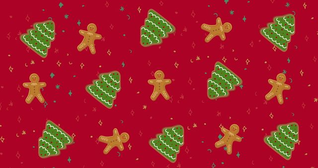 Christmas Trees and Gingerbread Men Festive Pattern - Download Free Stock Images Pikwizard.com