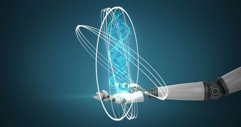 Futuristic Robotic Arm Holding DNA Strand - Download Free Stock Images Pikwizard.com