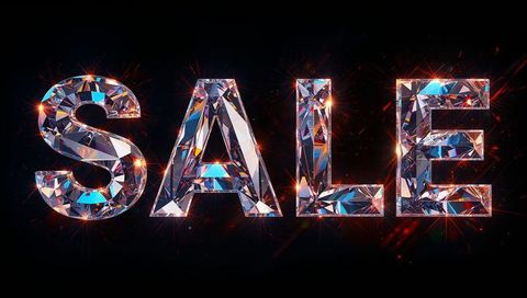 Shining crystal sale letters casting prism light and red sparks luxury retail promo