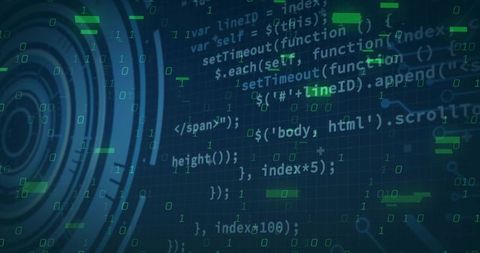 Futuristic Digital Interface with Coding and Cyber Elements