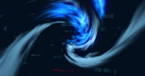 Futuristic Blue Vortex in Digital Data Space