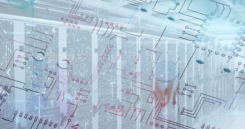 Digital Circuit Overlay on Empty Server Data Center