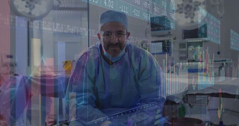 Innovative Surgeon Analyzing Digital Metrics for Precision Healthcare