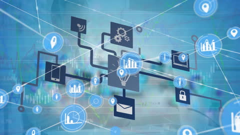 Digital Network and Data Processing Concept
