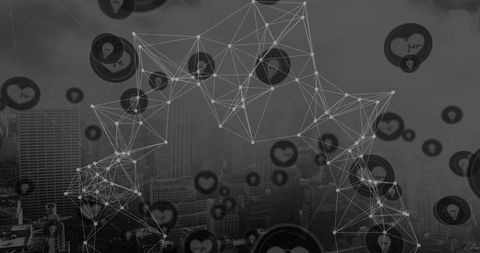 Digital Connections Over Cityscape Overlay Icons Network - Download Free Stock Images Pikwizard.com