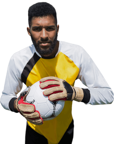 African American Male Goalkeeper Holding Soccer Ball Transparent Background