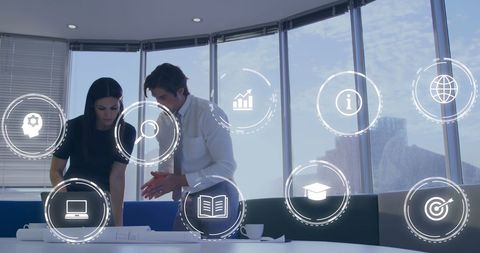 Digital Interface in Office Discussion Reflects Future of Business Strategy