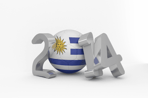 Transparent uruguay soccer 2014 with flag and soccer ball