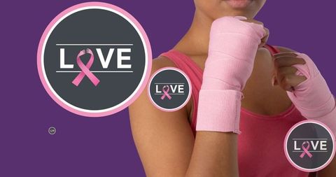 Breast Cancer Awareness with Love and Pink Ribbon