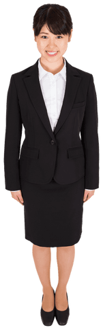 Smiling Asian Businesswoman in Formal Attire on Transparent Background