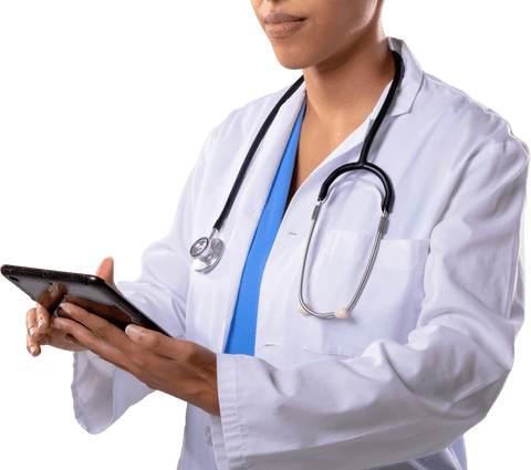 Woman Doctor Holds Tablet Transparent Background Whitecoat - Download Free Stock Videos Pikwizard.com