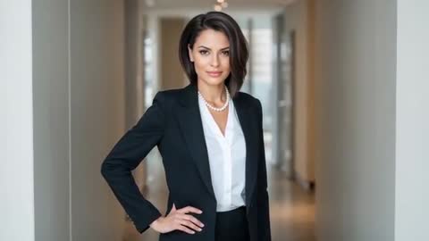 Confident Executive Radiates Elegance in Office Setting