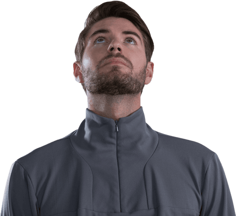 thoughtful caucasian man staring upward on transparent background - Download Free Stock Videos Pikwizard.com