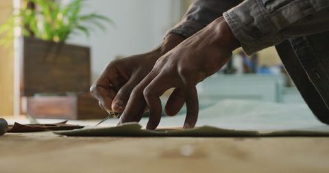 Precise Leather Crafting of African American Craftsman - Download Free Stock Images Pikwizard.com