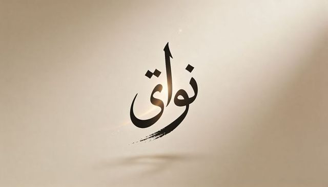 Floating arabic calligraphy with gold accents and brushstroke on beige minimal background