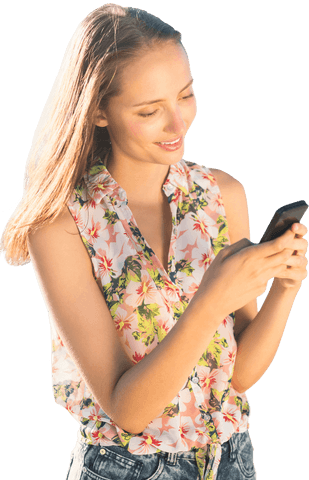 Transparent Lifestyle Smile Smartphone Woman Sunlit