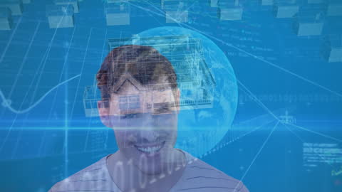 Businessman Enthralled by Global Financial Technology