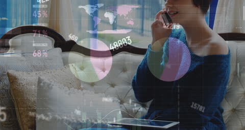 Businesswoman Analyzing Data With Technology at Home