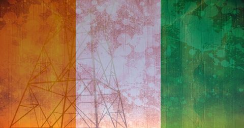 Flag of ivory coast projected on industrial pylon backdrop