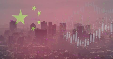 Chinese Economy Growth Data in Urban Cityscape Background - Download Free Stock Images Pikwizard.com
