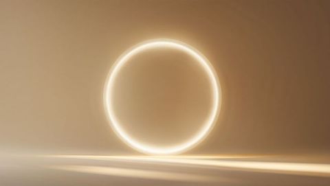 Luminous ring casting rays in modern minimalist space