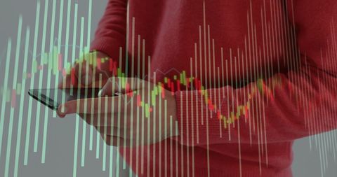 Stylized stock market graphs with smartphone user