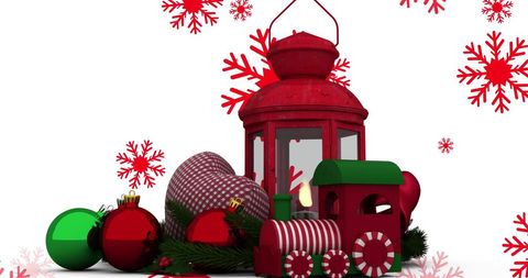 Festive Christmas Decorations with Lantern and Baubles - Download Free Stock Images Pikwizard.com