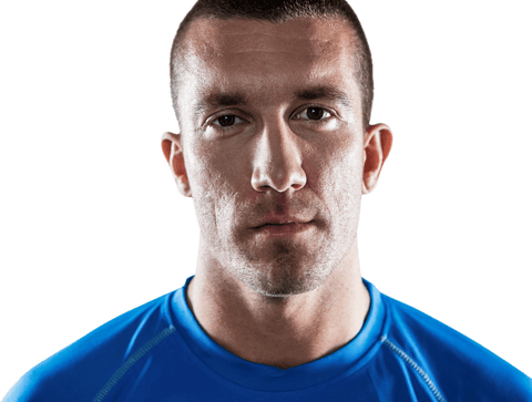 Confident Male Athlete in Blue Jersey with Transparent Background