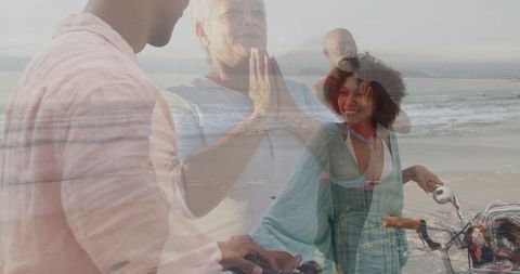 Couples Enjoy Scenic Beachside Moments with Bikes