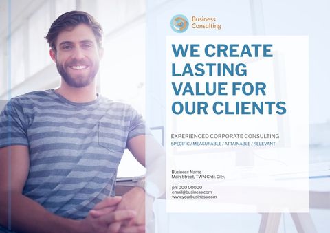 Confident Businessman Highlighting Consulting Services Expertise - Download Free Stock Templates Pikwizard.com